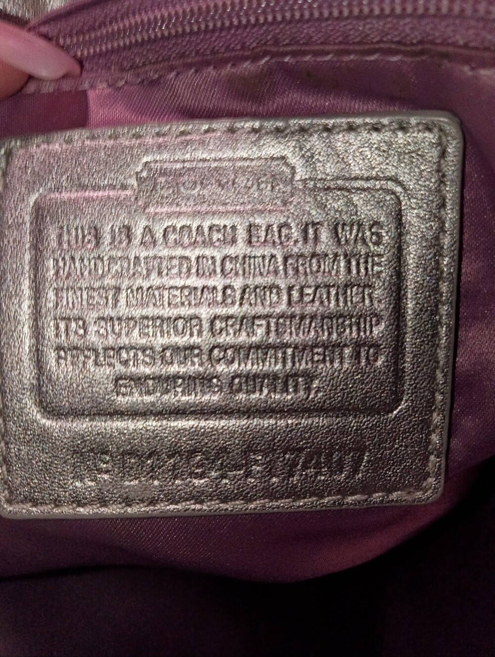 Coach Purple Multi Signature Tote with Silver Handles - Picture 3 of 7